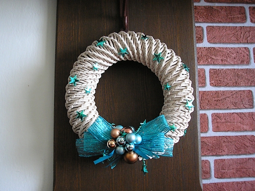 Vánoční věnec (tyrkysová + měděná)